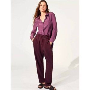 Eileen Fisher Size SMALL Paperbag-Waist Drawstring Pants in Cassis Brown